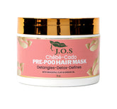 Chébé-Cado Pre-Poo Clay Mask for natural hair, designed to detangle, strengthen, and detoxify curls while prepping for easy styling. Made with Chébé and avocado for hydration and reduced breakage.