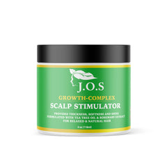 J’Organic Solutions Growth Complex Hair Growth Scalp Stimulator in a glass dropper bottle, showcasing its natural ingredients and deep-penetrating formula for healthier hair growth.