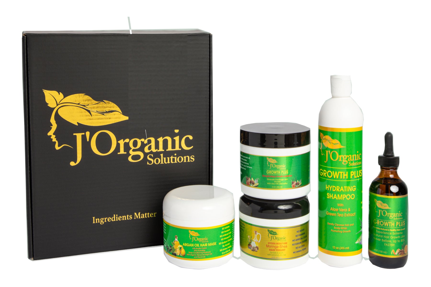 'Organic Solutions Healthy Hair Kit - Natural hair care regimen with shampoo, serum, and conditioners to nourish, strengthen, and hydrate curly and 4C hair"